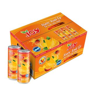 Thùng 24 lon Nước Ép Xoài Tươi JOY Ép từ Trái Xoài Nguyên Quả cùng Nano Collagen Dưỡng Da Sáng Mịn 325ml
