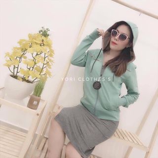 Áo khoác lime 10 mũ phối caro