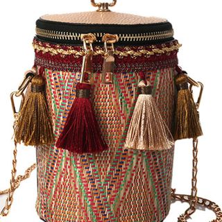 Túi đeo chéo hình trụ Rơm Đan thời trang nữ tính