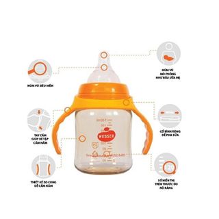 Bình sữa cổ rộng chống sặc Wesser nhựa PPSU 180ml