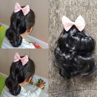 Sỉ Set 2 Kẹp Nơ Tóc Giả Xoăn Cho Bé