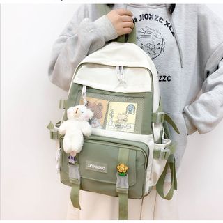 Balo Zaoshanghao chất vải canvas chống thấm tặng sticker và móc khóa gấu