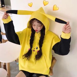 ÁO KHOÁC NỈ PIKACHU PHỐI TAY giá sỉ