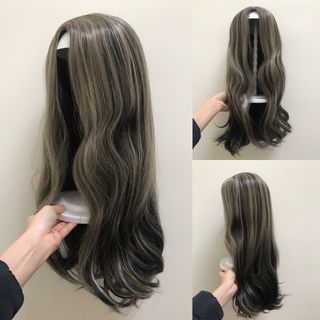 Sỉ Tóc Giả Bộ Nguyên Đầu Xoăn Không Mái Ombre Nâu Vàng Khói 1013