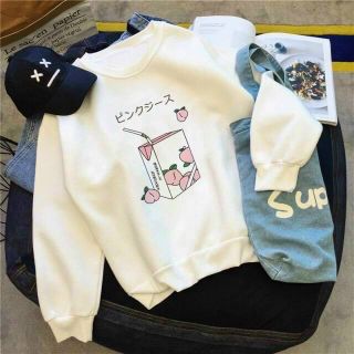 Áo sweater in hình hộp sữa + ly trà sữa chất pe dày mịn