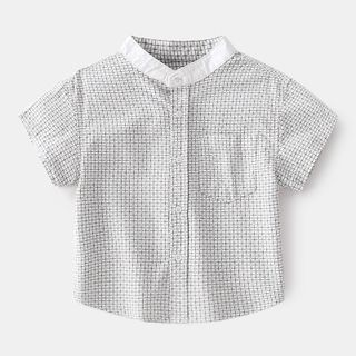 Áo sơ minker cộc tay cổ tài màu ghi