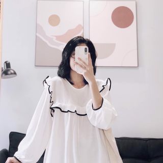 Áo babydoll viền đen
