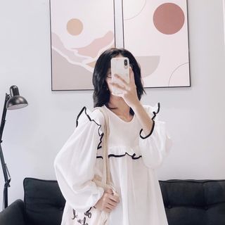 Áo babydoll viền đen