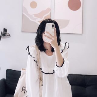 Áo babydoll viền đen