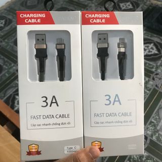 Cáp sạc zabun sạc nhanh 3A fullbox Type C & Lighning