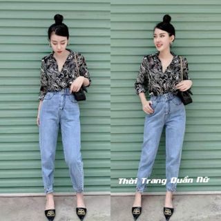 Quần jeans khuy gấu