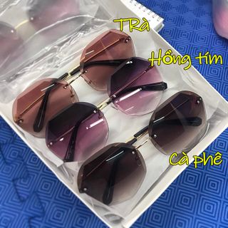 Mắt Kính Mát Nữ Đẹp 2021, Mắt Kính râm nữ thời trang cao cấp - Kính đa giác nữ gọng kim loại