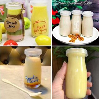 Hũ thủy tinh làm sữa chua 200ML mẫu trụ tròn cao - nắp nhựa – Hũ Pudding - Hũ chưng yến 200ML - Lọ đựng sữa chua - Hũ yaourt 200ML thủy tinh siêu trong