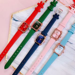 Đồng hồ dây da nữ BOLUN mặt vuông dây da đủ màu