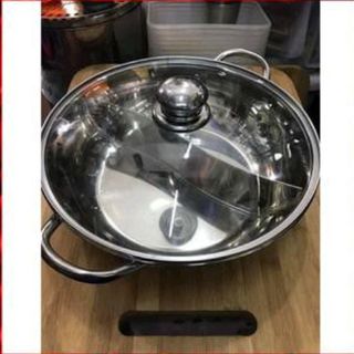 Nồi lẩu 2 ngăn nấu được bếp từ nhé có nắp kính (ảnh thật)