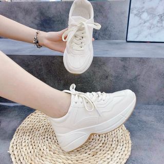 Giày thể thao độn đế 5p, full trắng dáng gọn chân T135