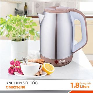 ẤM ĐUN NƯỚC SIÊU TỐC INOX COMET CM8236N8 DUNG TÍCH 1.8 LÍT CÔNG SUẤT 1500W