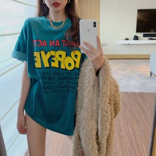 ÁO THUN NHUNG TAY NGẮN FORM RỘNG POPEYE 5173