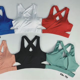 Áo Bra Tập Gym Cut Eo, Đắp Chéo Trước Ngực, Hở Lưng