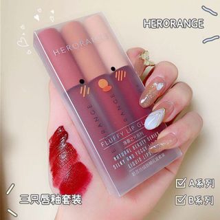 Set 3 cây son Kem Lì Herorange Màu Siêu Đẹp - Herorange Fluffy Lip Glaze