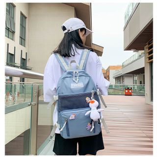 Balo nữ Fashion chất vải canvas chống thấm tặng sticker và móc khóa vịt