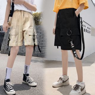 Quần short kaki túi hộp phối dây