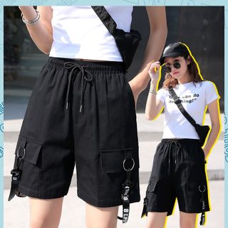 Quần short kaki túi hộp phối dây