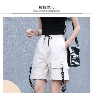 Quần short kaki túi hộp phối dây