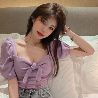 ÁO CROPTOP NƠ TAY PHỒNG