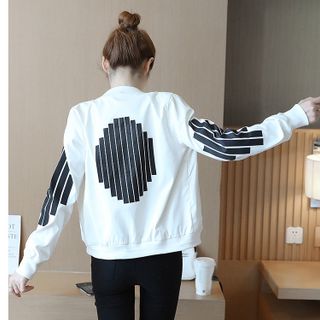 Áo khoác dù bomber phối sọc