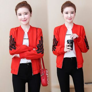 Áo khoác dù bomber phối sọc