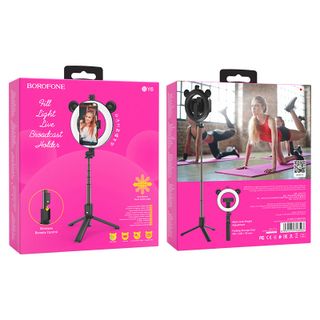 Gậy Chụp Hình Tự Sướng Không Dây BOROFONE BY6, Kiêm Giá Đỡ 3 Chân Kèm Remote Bluetooth