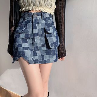 CHÂN VÁY JEAN PHỐI MÀU TÚI HỘP