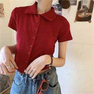 ÁO THUN CROPTOP TAY NGẮN CỔ TRỤ