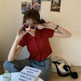 ÁO THUN CROPTOP TAY NGẮN CỔ TRỤ