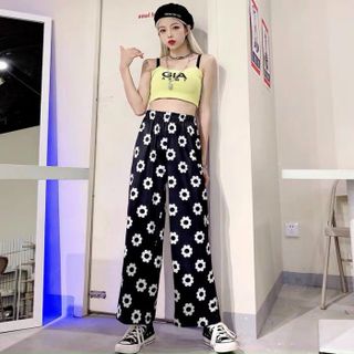 Quần loang in bông cúc hàng có sẵn đẹp