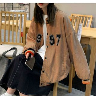 Áo khoác nhung kiểu bomber thêu logo 1997 chất