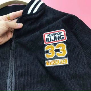 Áo khoác nhung kiểu bomber thêu logo đẹp