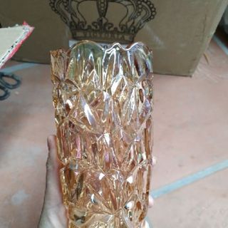 Lọ hoa pha lê vàng dáng bom