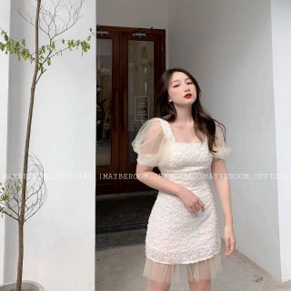 Đầm xoè ren lông phối lưới - XMT250140250