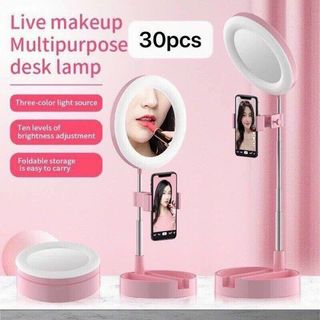 ĐÈN LED LIVESTREAM G3 TÍCH HỢP GƯƠNG TRANG ĐIỂM KÈM GIÁ ĐỠ ĐIỆN THOẠI ĐỂ BÀN CÓ THỂ GẤM GỌN ĐA NĂNGl