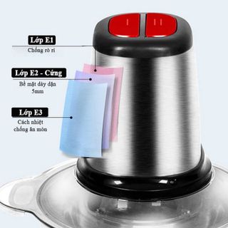 Máy xay thịt, máy xay cầm tay đa năng 2 lít công suất lớn cối inox 304 cao cấp Kitchen