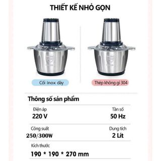 Máy xay thịt, máy xay cầm tay đa năng 2 lít công suất lớn cối inox 304 cao cấp Kitchen