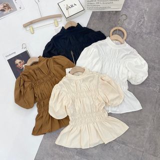 Áo kiểu nhún tay ngắn