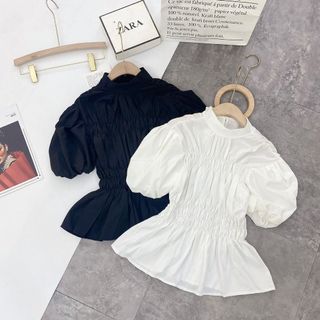 Áo kiểu nhún tay ngắn