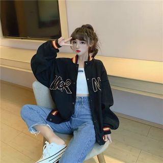 Áo khoác nhung kiểu bomber cá tính, dễ thương