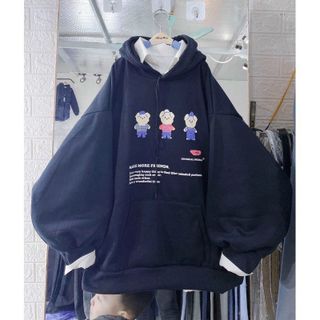 Áo hoodie thun nỉ ngoại in hoạt hình 3 ông già nón 2 lớp