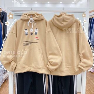 Áo hoodie thun nỉ ngoại in hoạt hình 3 ông già nón 2 lớp