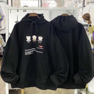 Áo hoodie thun nỉ ngoại in hoạt hình 3 ông già nón 2 lớp