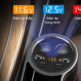 khay để đồ khe ghế ô tô kèm bộ chia tẩu sạc 2in 1